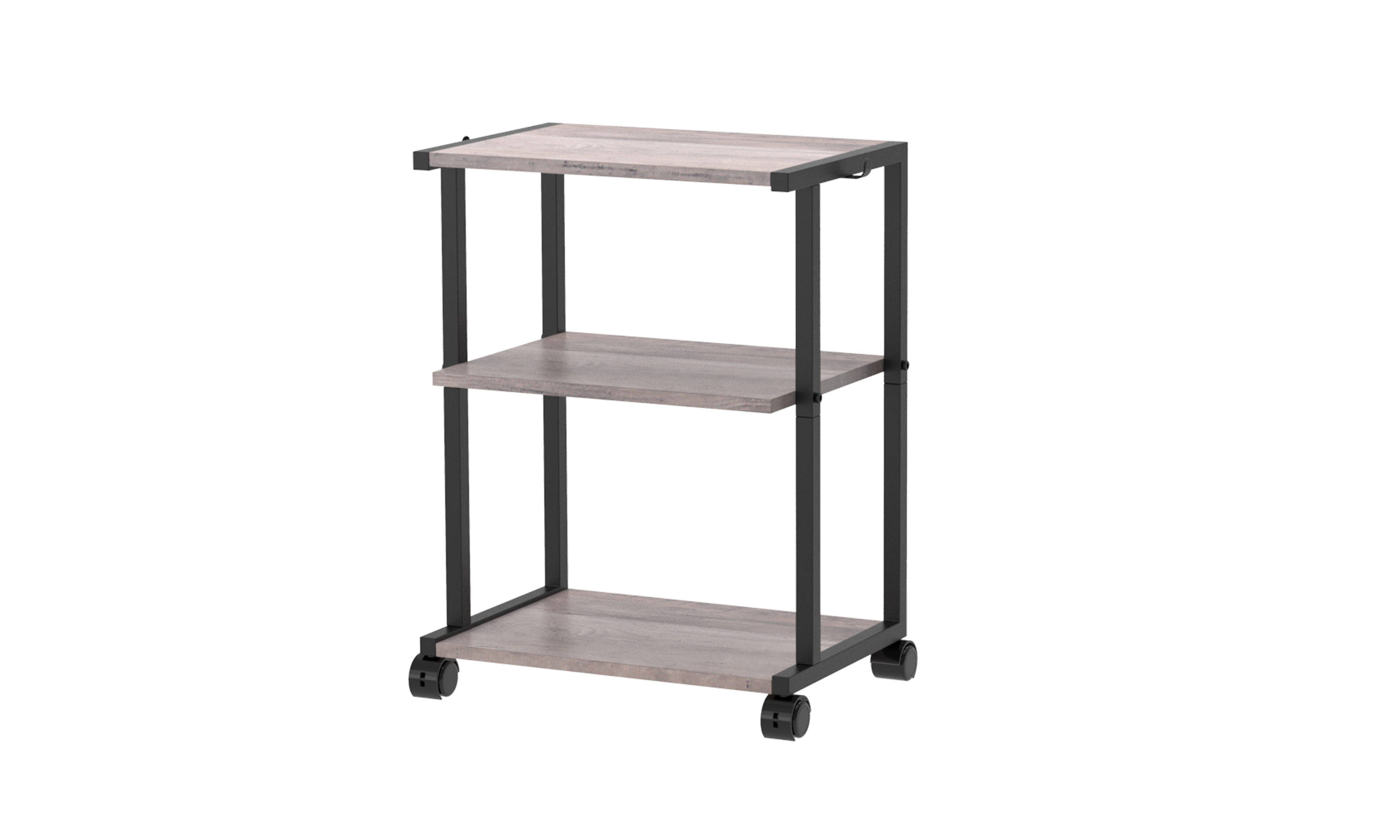 Industrial Printer Stand, Rolling Printer Cart, 3-Tier Printer Table with Adjustable Shelf and Hook, Suitable for Home Office